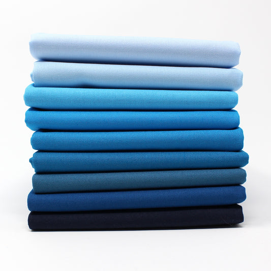 Cyan 9 Fat Quarter Bundle - Kona Cotton