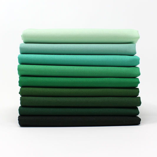 Green 9 Fat Quarter Bundle - Kona Cotton