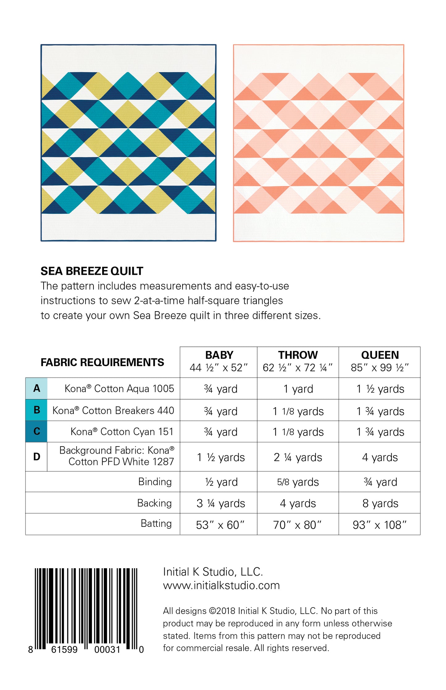 Sea Breeze Quilt Pattern by Initial K Studio