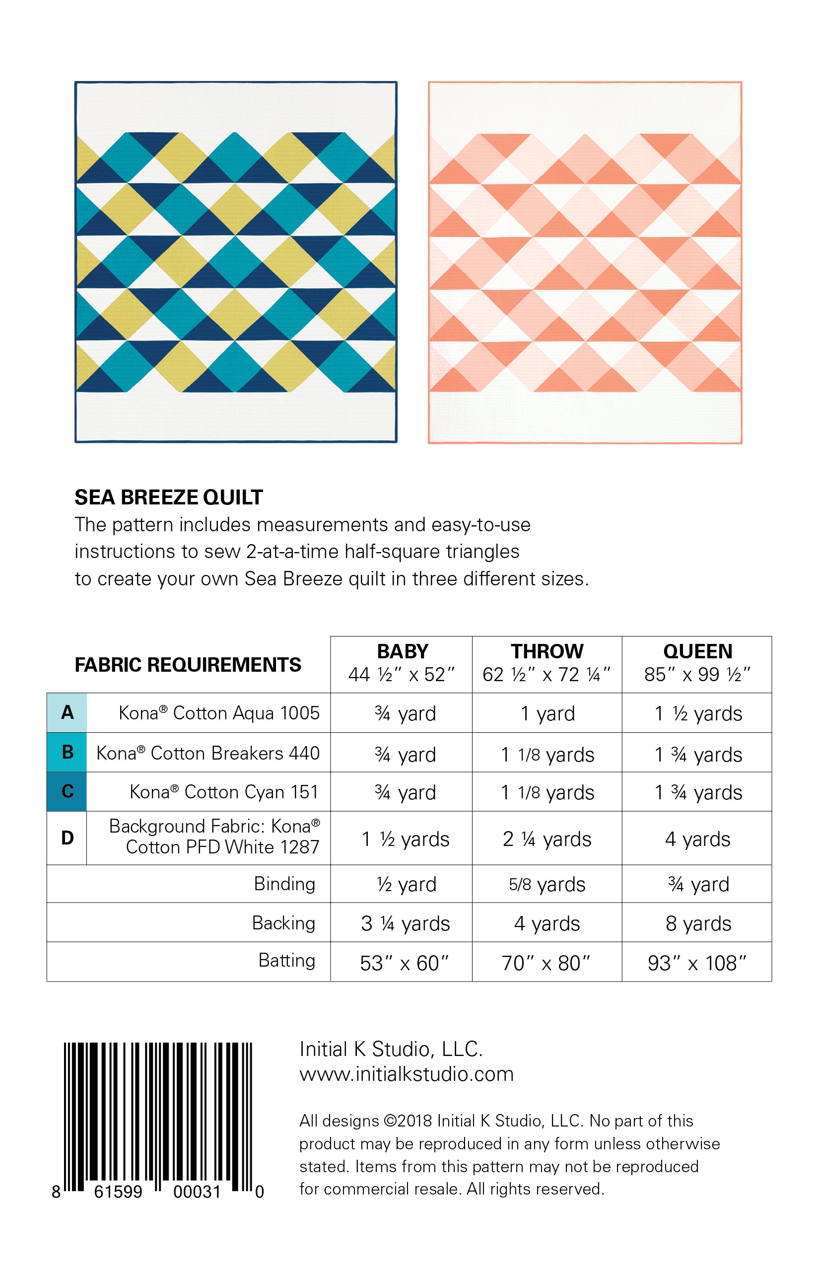 Sea Breeze Quilt Pattern by Initial K Studio