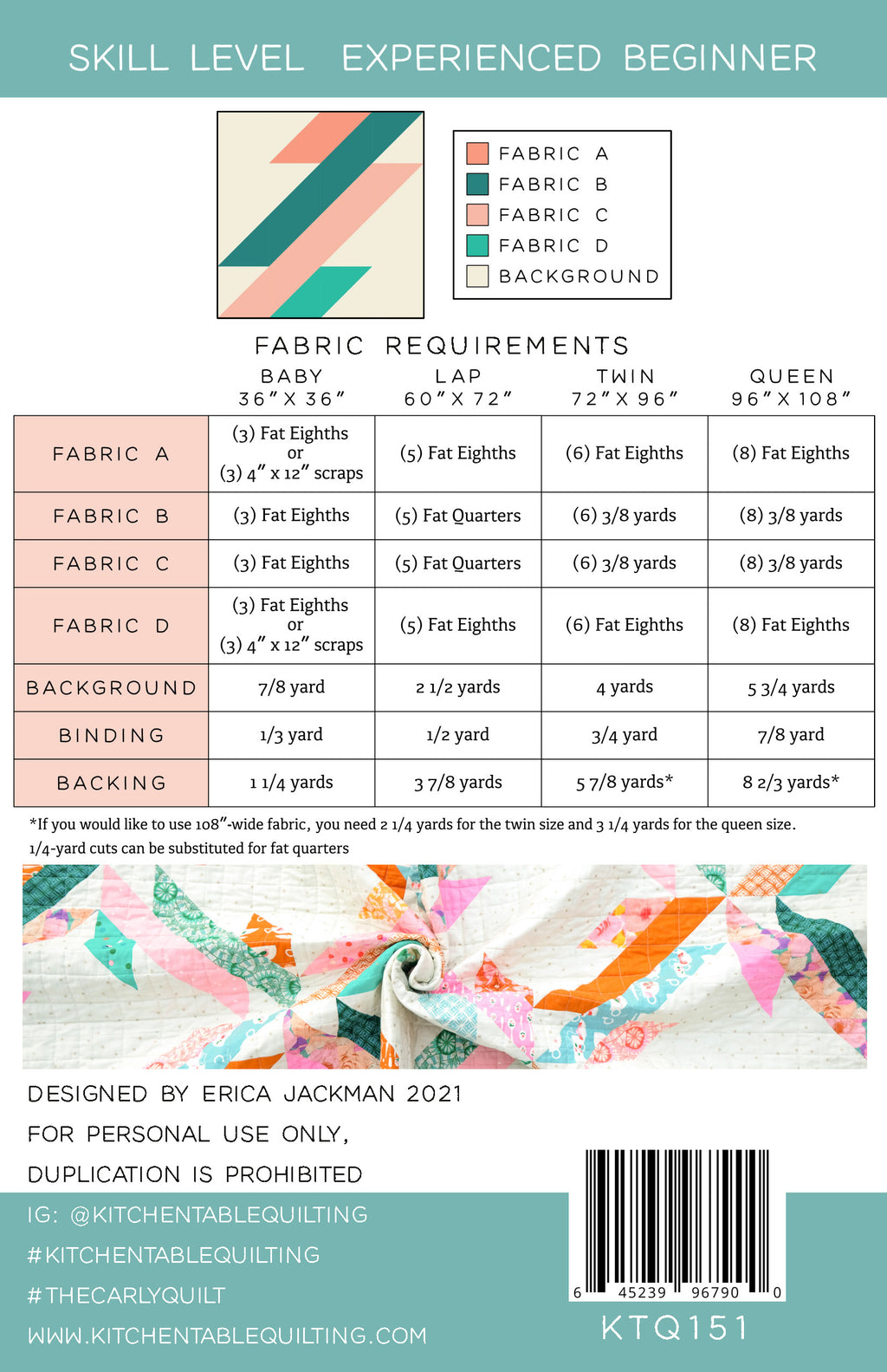 The Carly Quilt Pattern by Kitchen Table Quilting