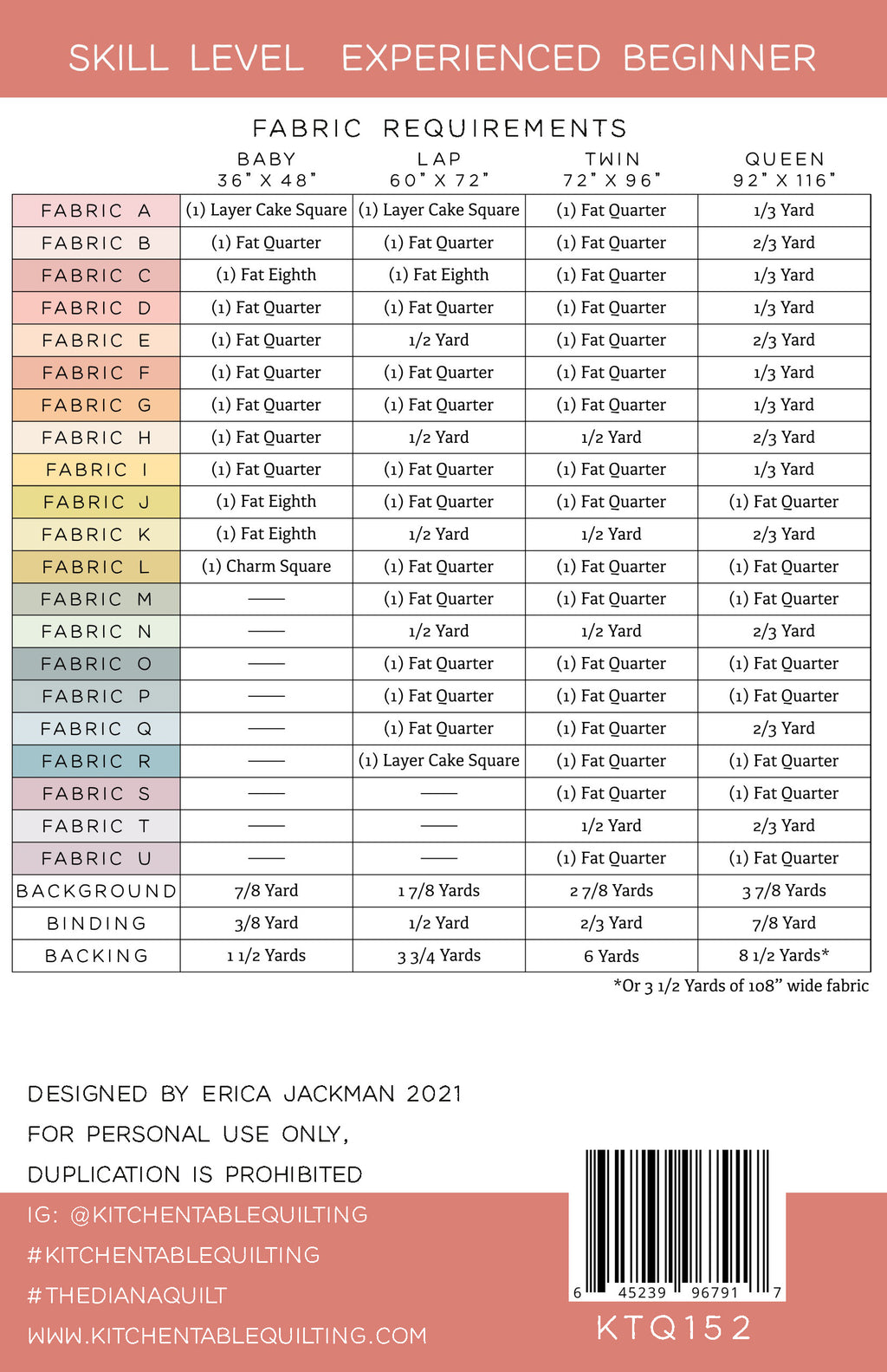 The Diana Quilt Pattern by Kitchen Table Quilting