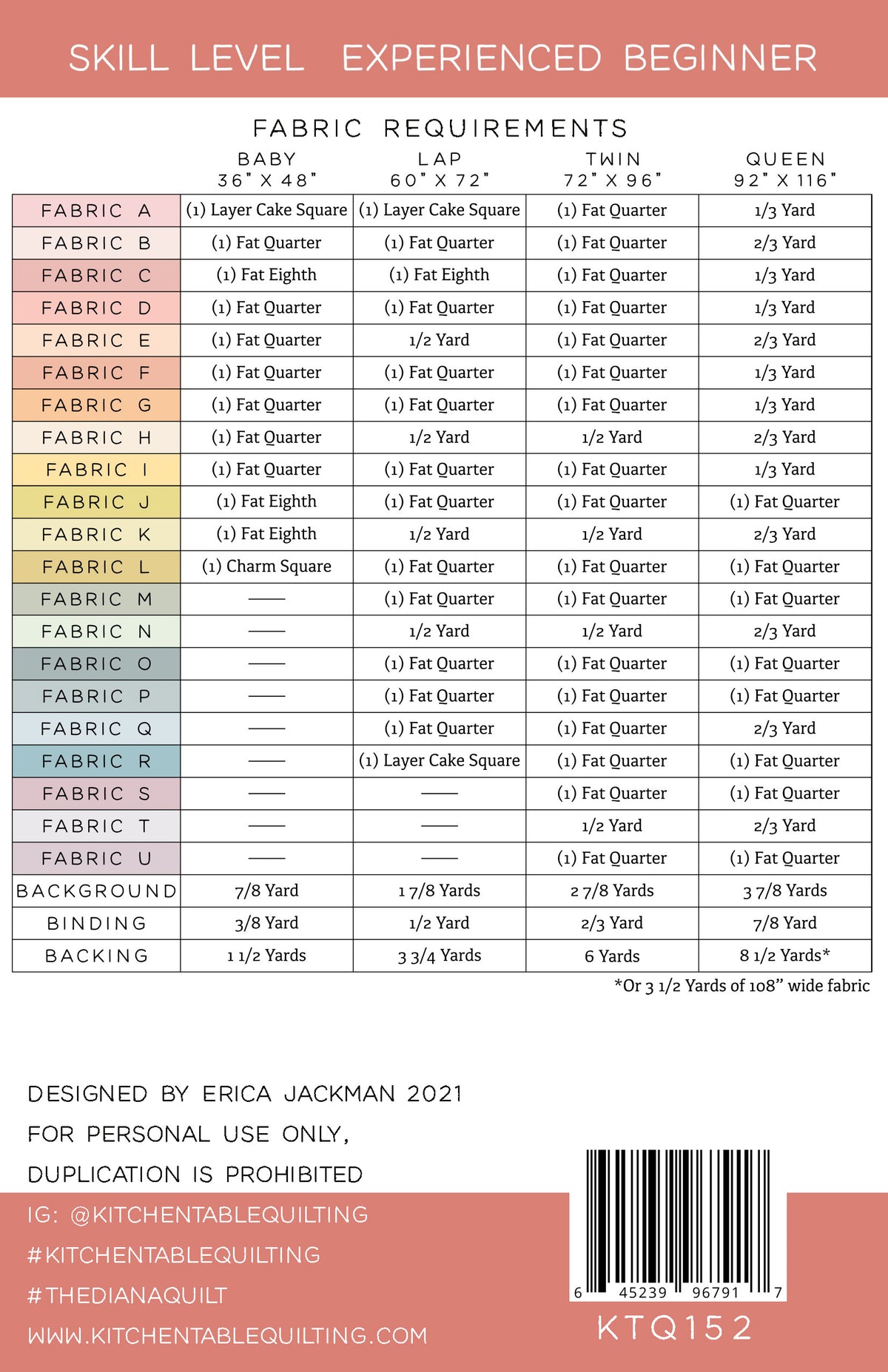 The Diana Quilt Pattern by Kitchen Table Quilting