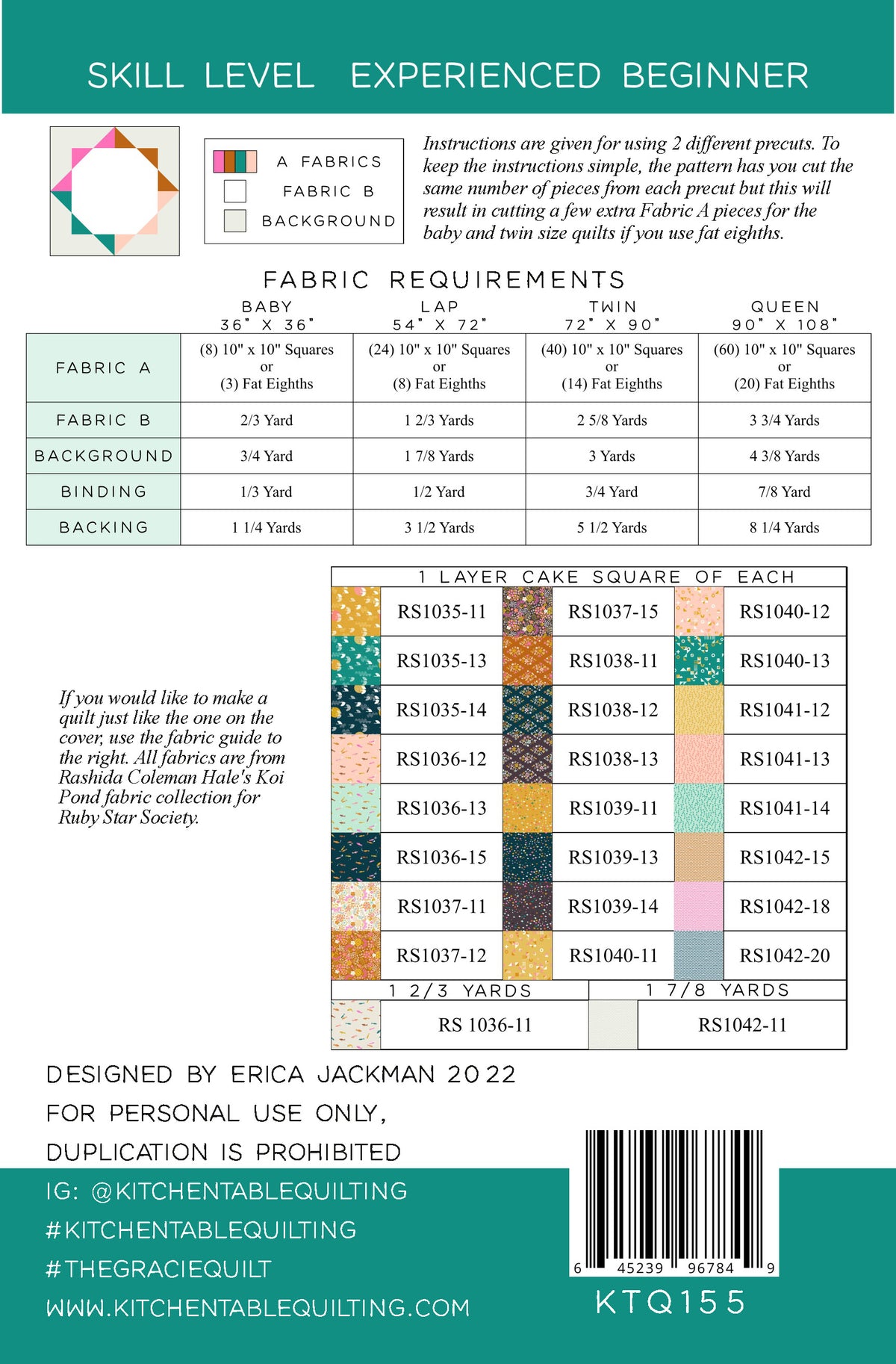 The Gracie Quilt Pattern by Kitchen Table Quilting