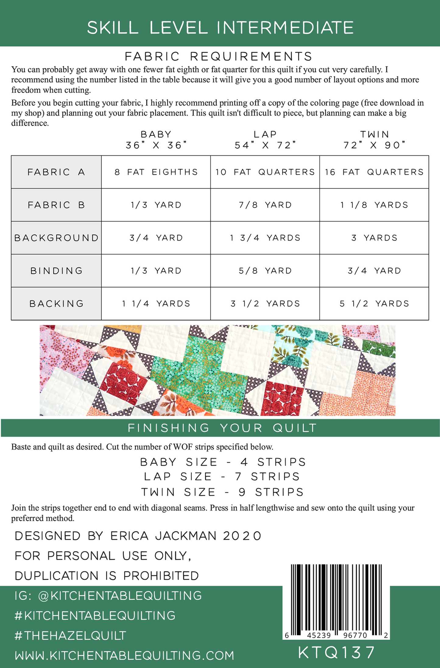 The Hazel Quilt Pattern by Kitchen Table Quilting