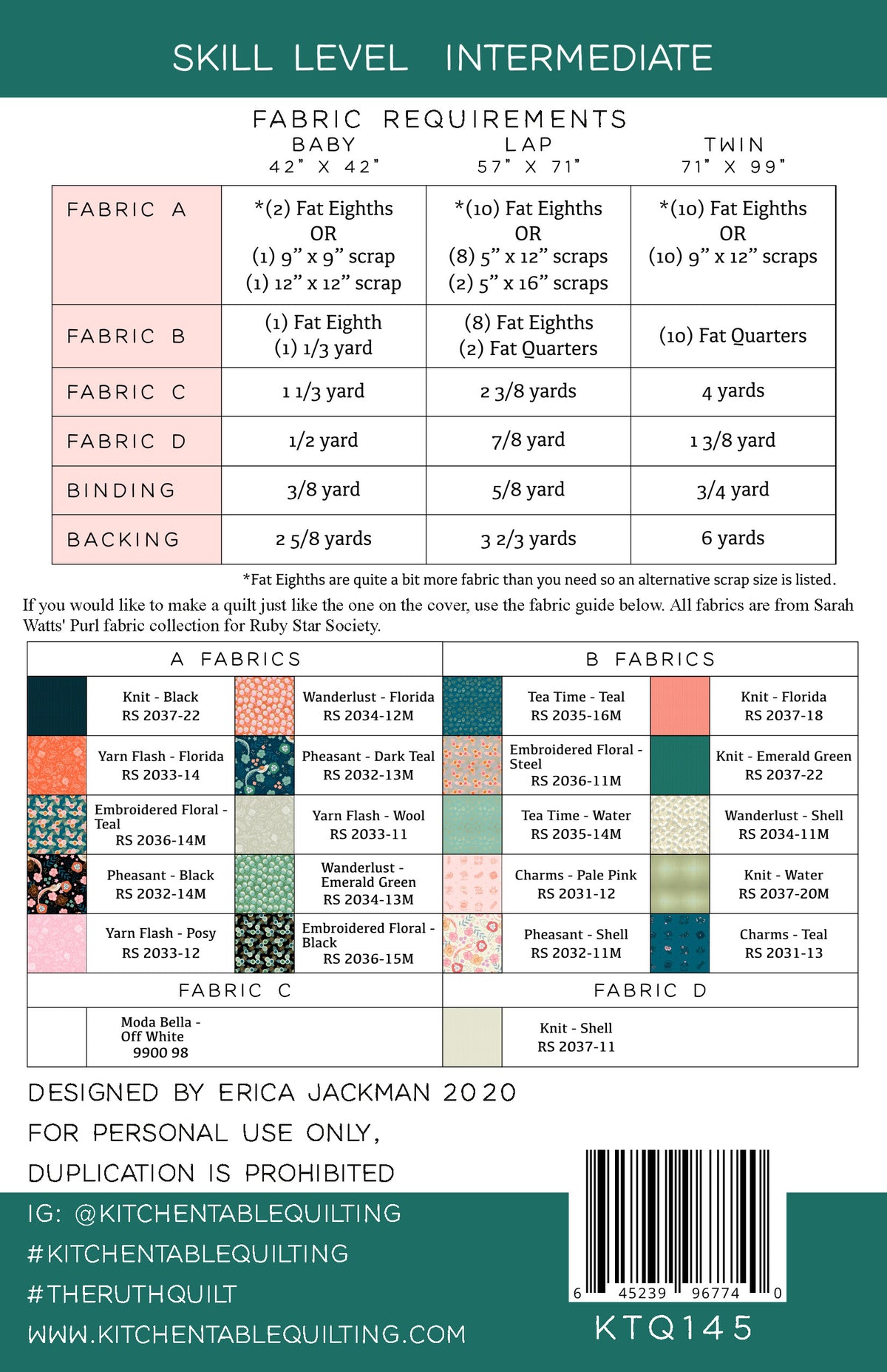 The Ruth Quilt Pattern by Kitchen Table Quilting