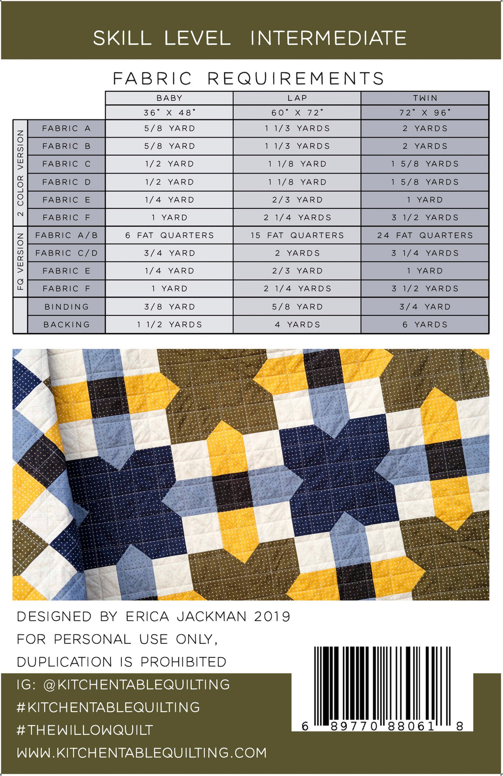 The Willow Quilt Pattern by Kitchen Table Quilting