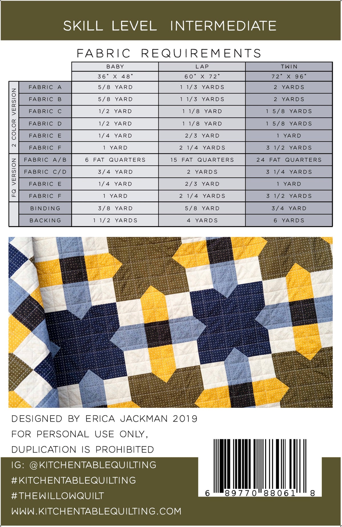 The Willow Quilt Pattern by Kitchen Table Quilting