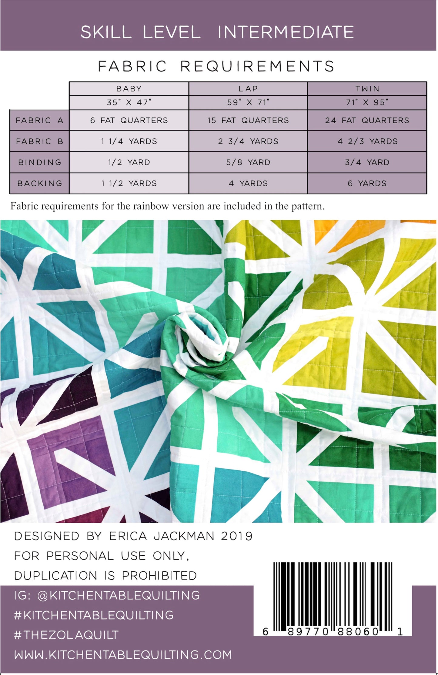 The Zola Quilt Pattern by Kitchen Table Quilting