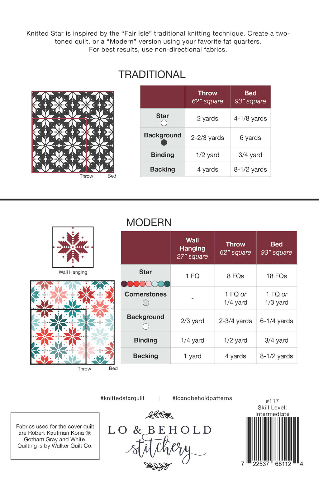 Knitted Star Quilt Pattern by Lo and Behold Stitchery