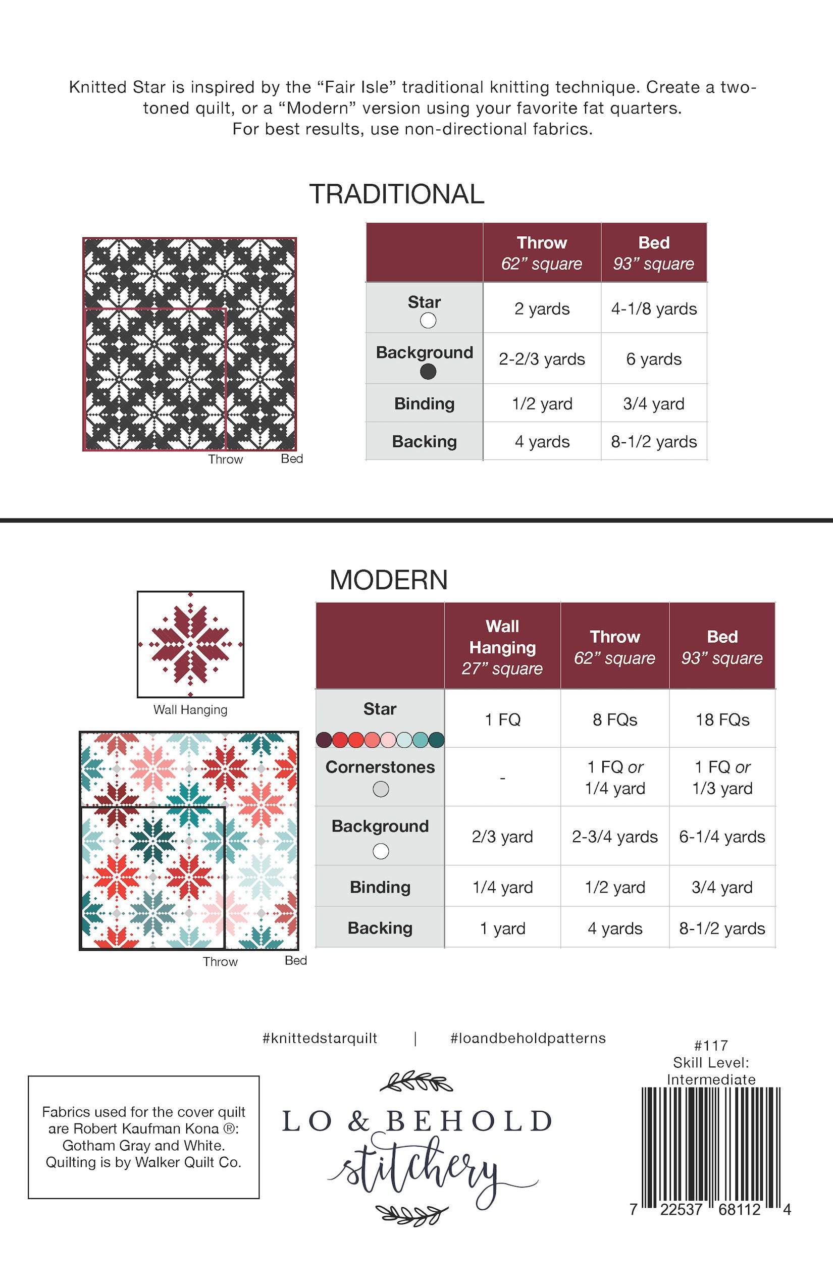 Knitted Star Quilt Pattern by Lo and Behold Stitchery