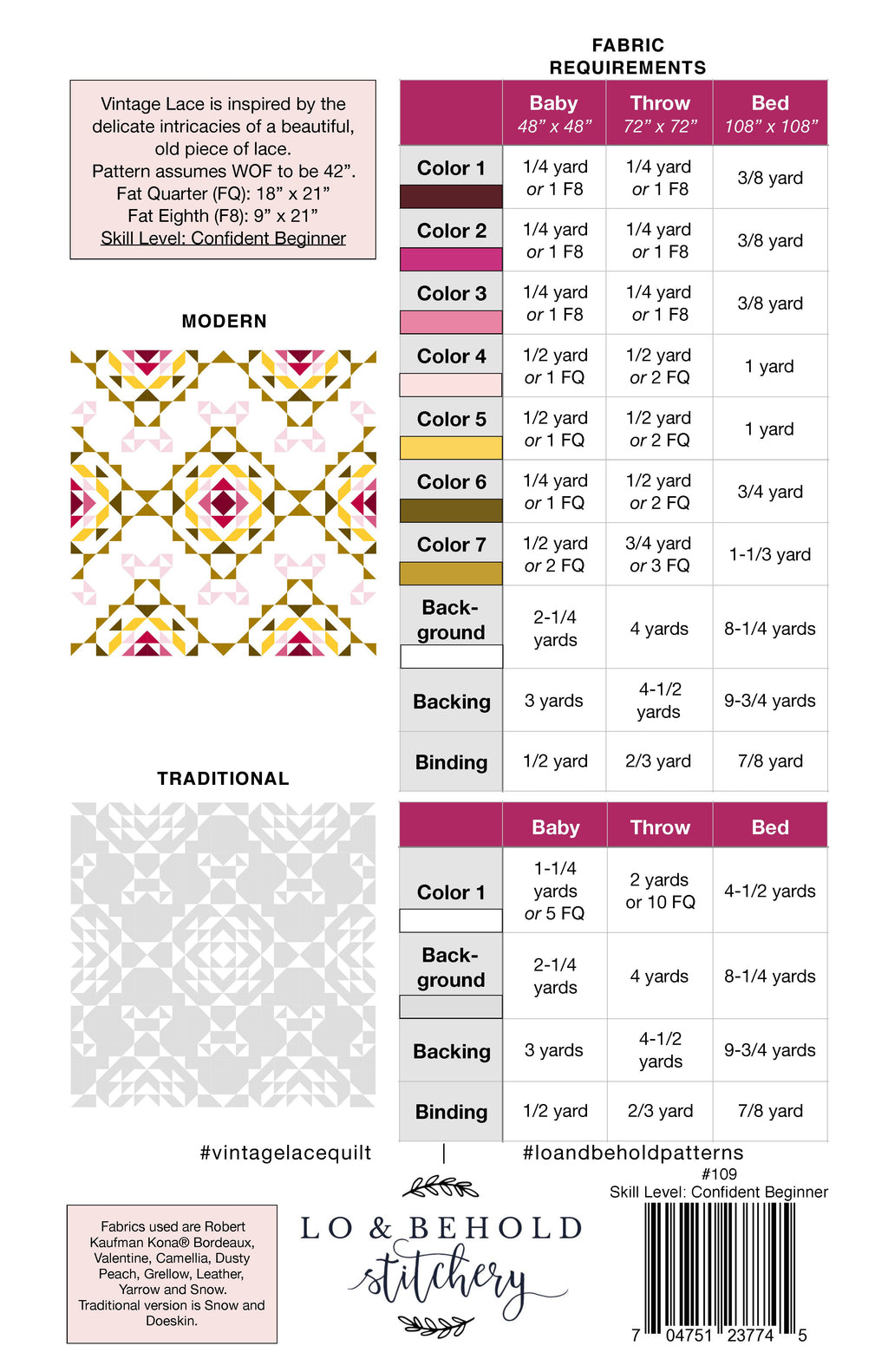 Vintage Lace Quilt Pattern by Lo and Behold Stitchery