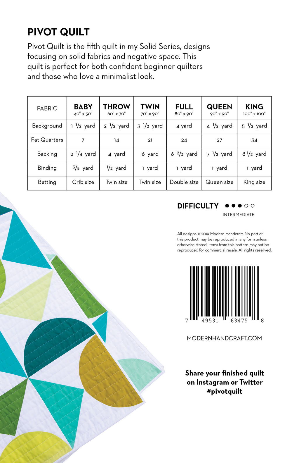 Pivot Quilt Pattern by Modern Handcraft