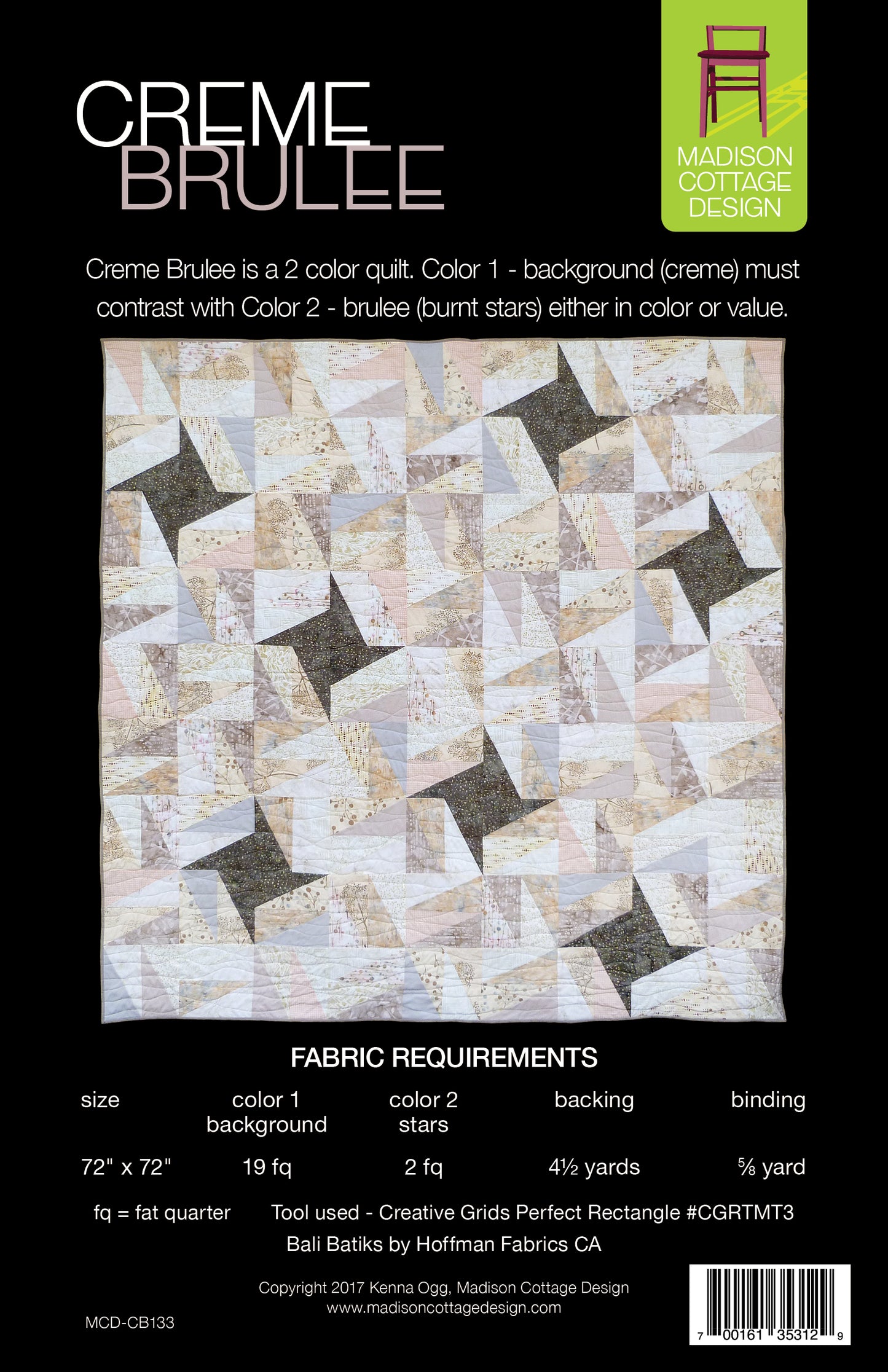 Creme Brulee Quilt Pattern by Madison Cottage Design