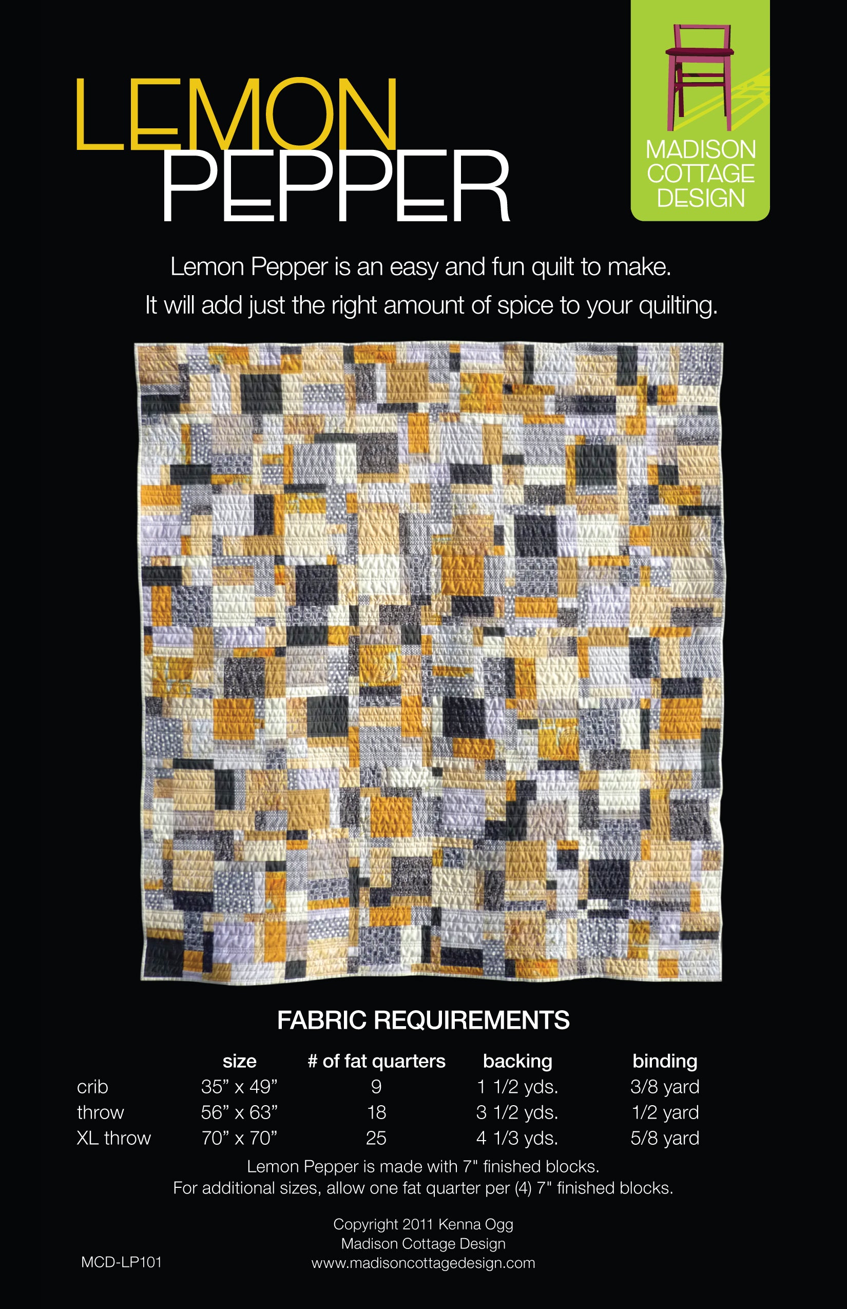 Lemon Pepper Quilt Pattern by Madison Cottage Design