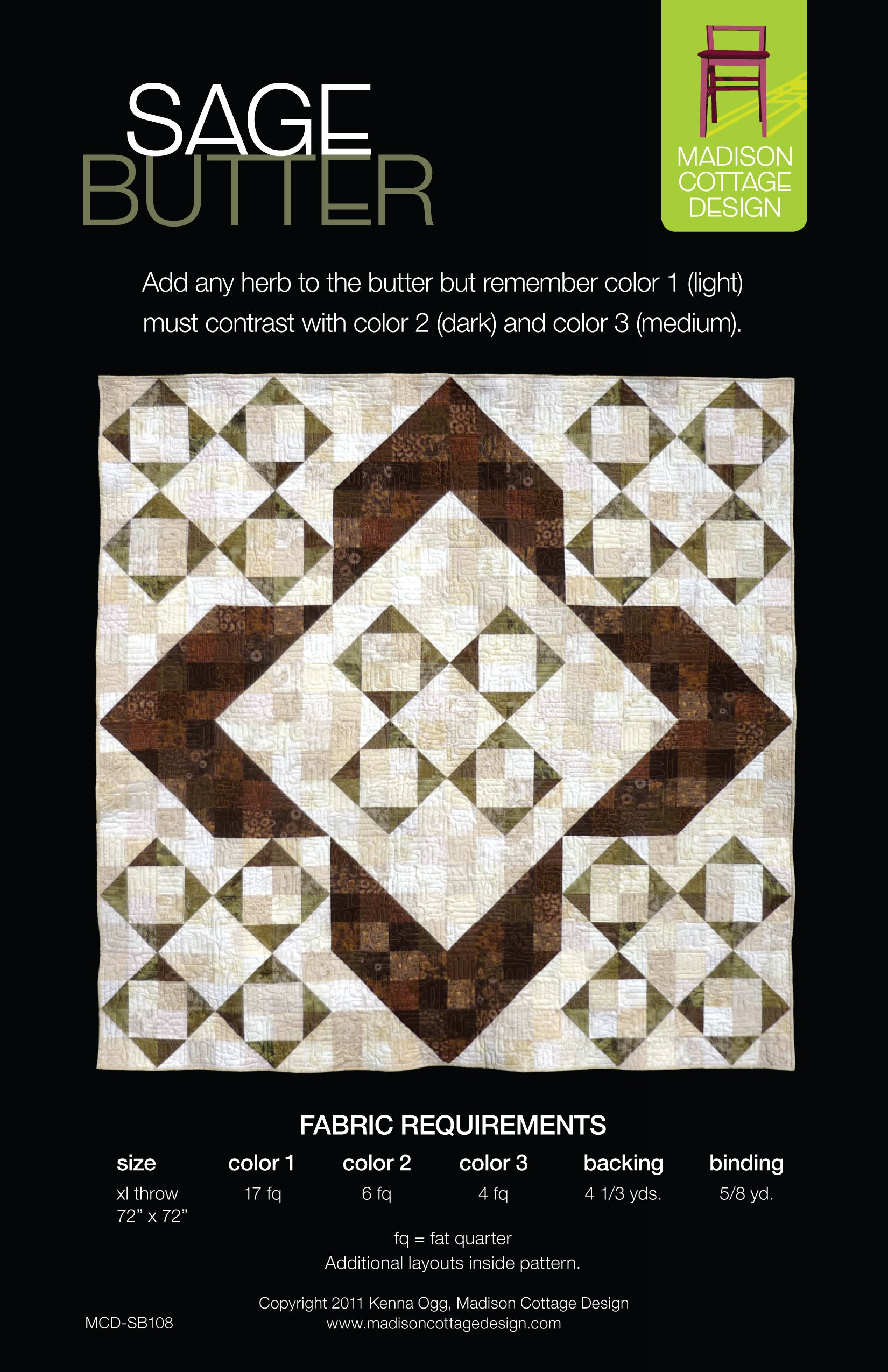Sage Butter Quilt Pattern by Madison Cottage Design