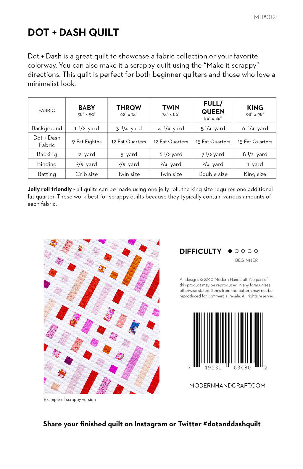 Dot + Dash Quilt Pattern by Modern Handcraft