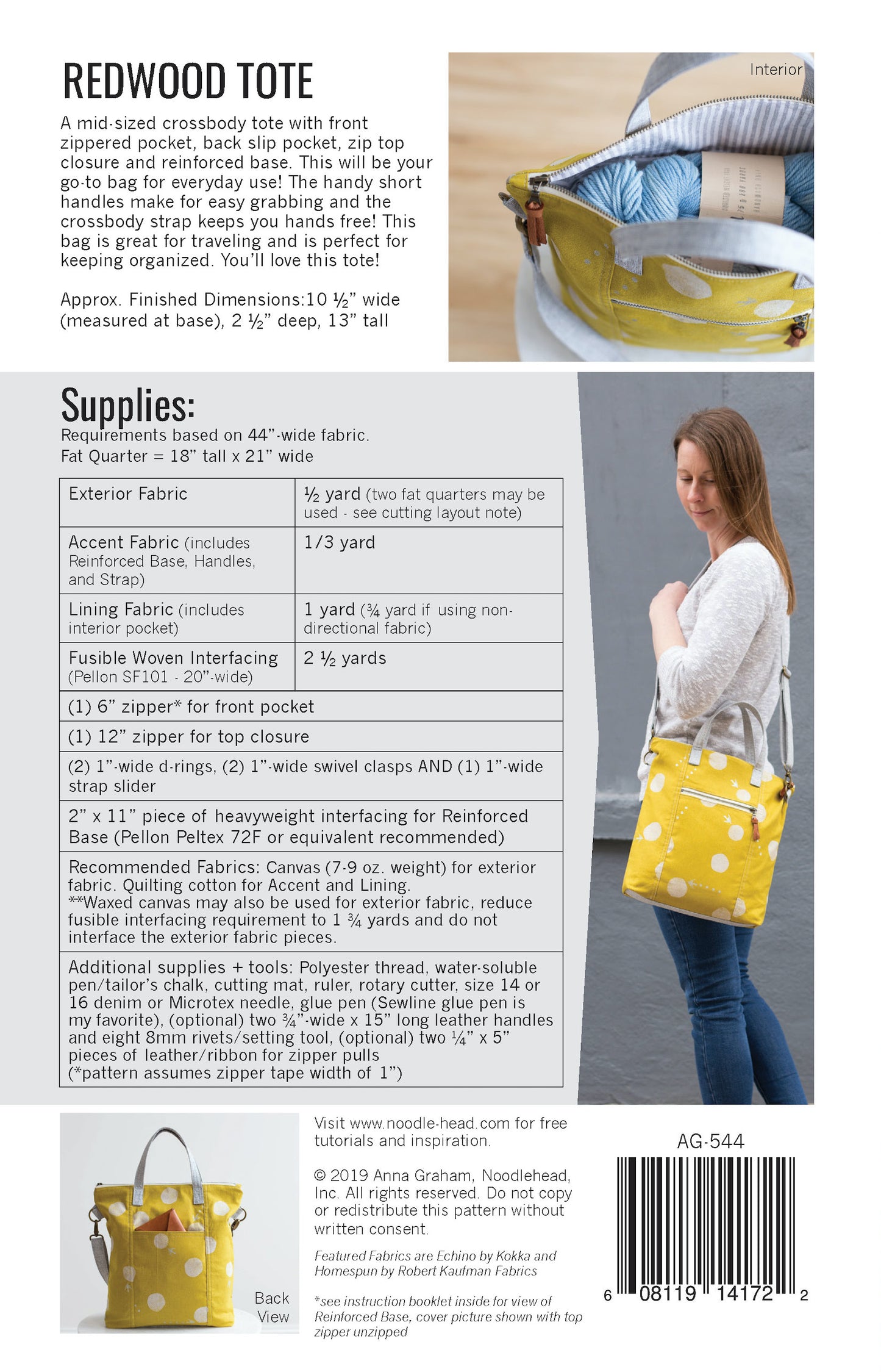 Redwood Tote Sewing Pattern by Noodlehead