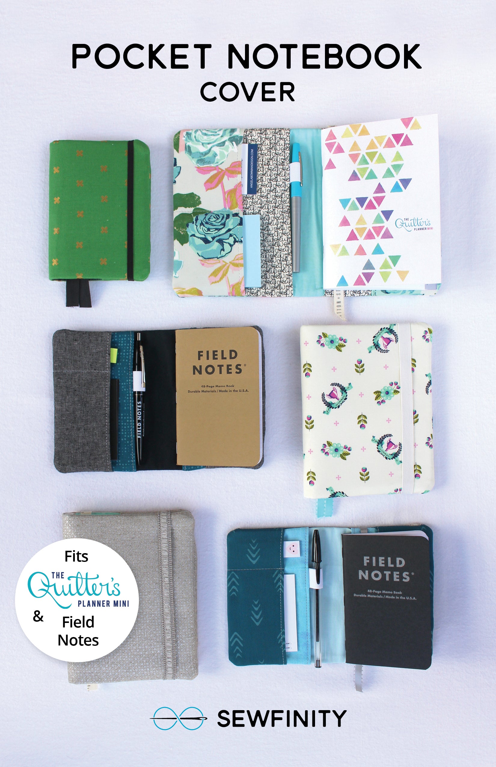 Pocket Notebook Cover Sewing Pattern by Sewfinity