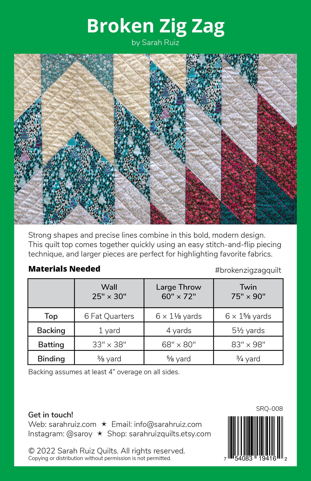 Broken Zig Zag Quilt Pattern by Sarah Ruiz Quilts