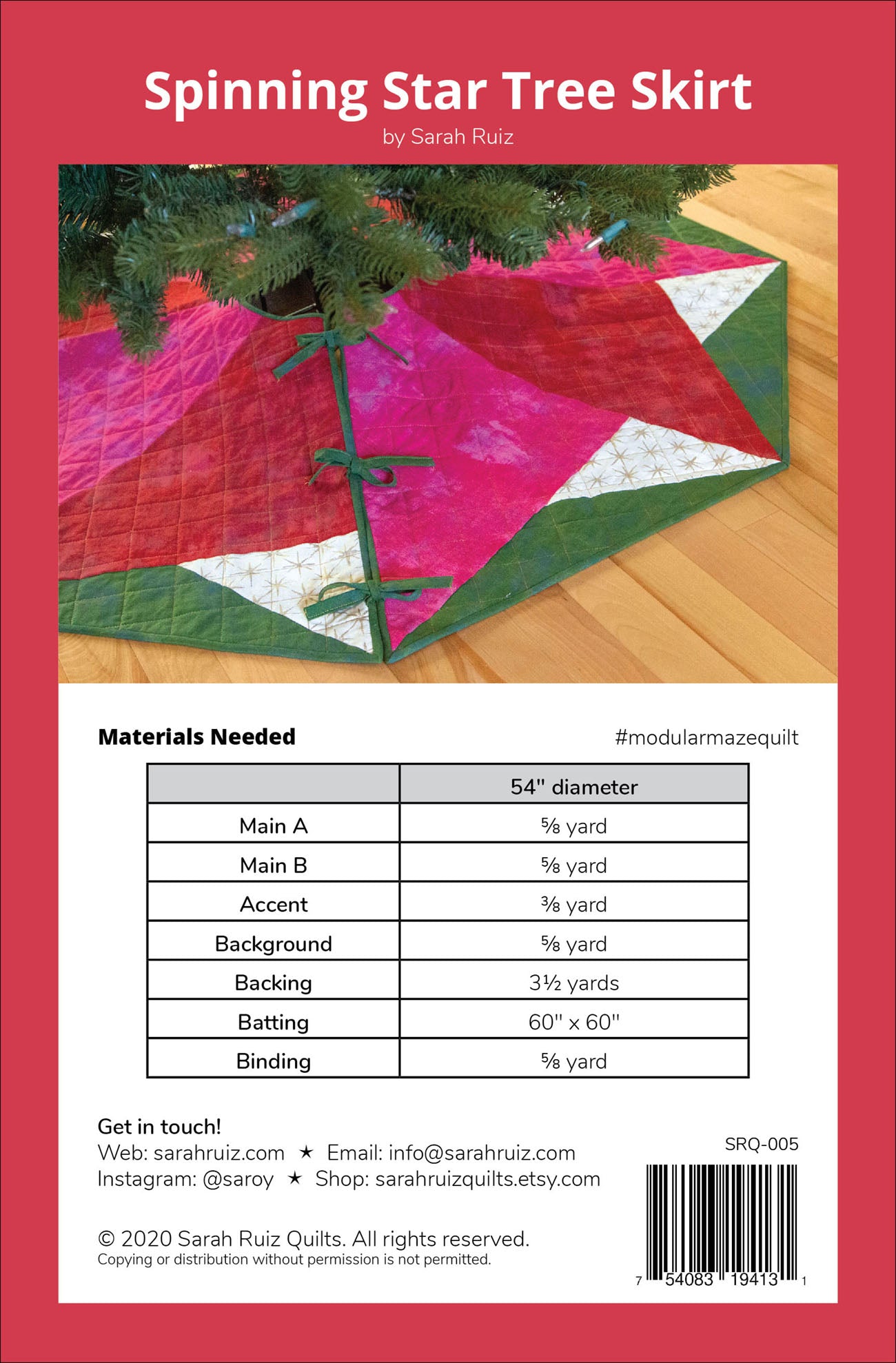 Spinning Star Tree Skirt Sewing Pattern by Sarah Ruiz Quilts