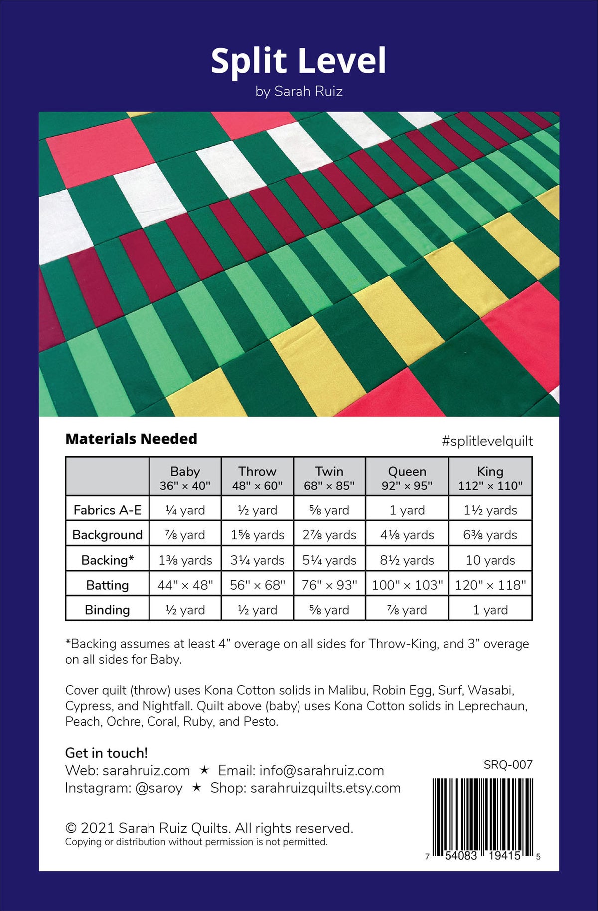 Split Level Quilt Pattern by Sarah Ruiz Quilts
