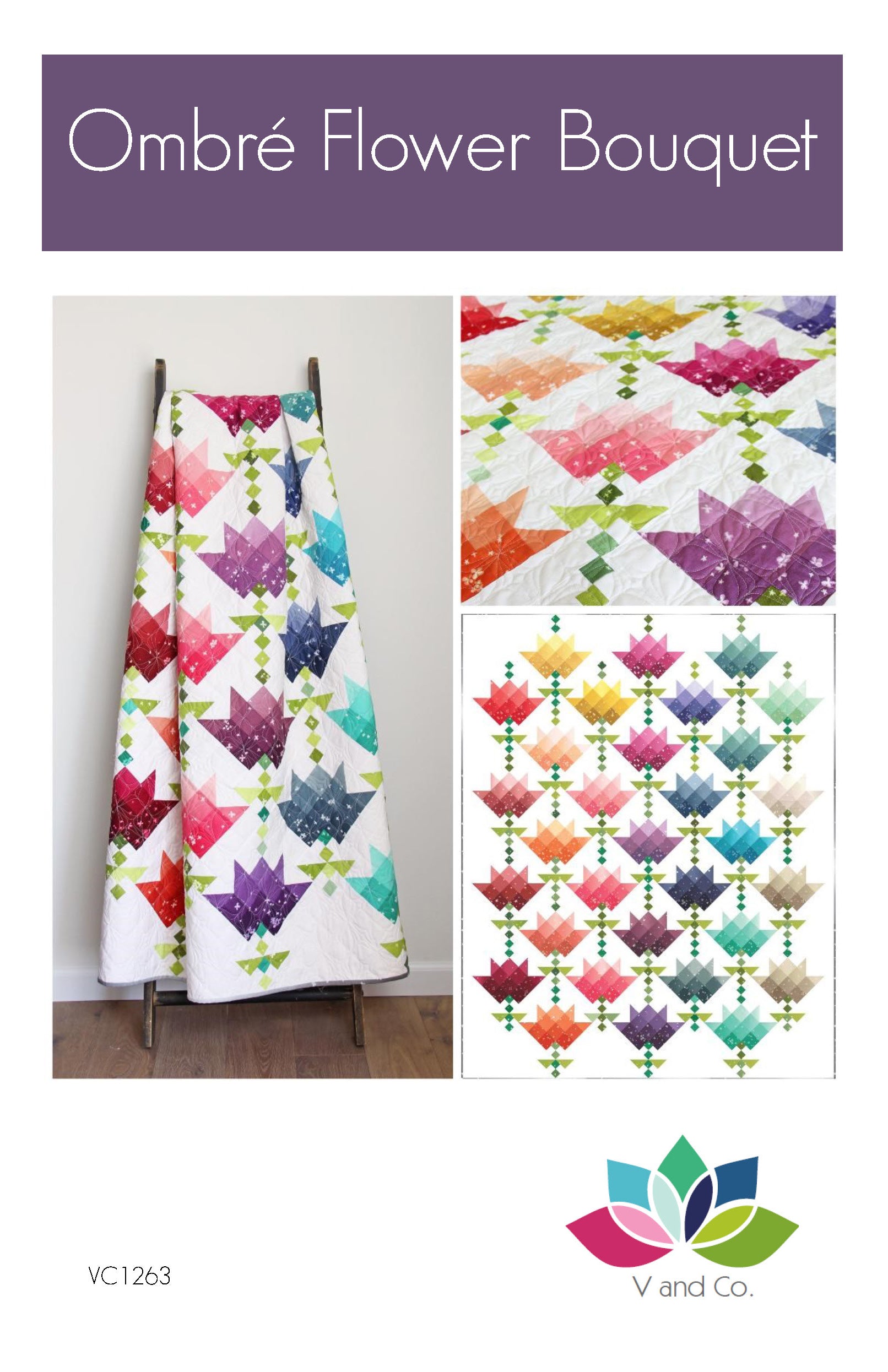 Ombre Flower Bouquet Quilt Pattern by V and Co