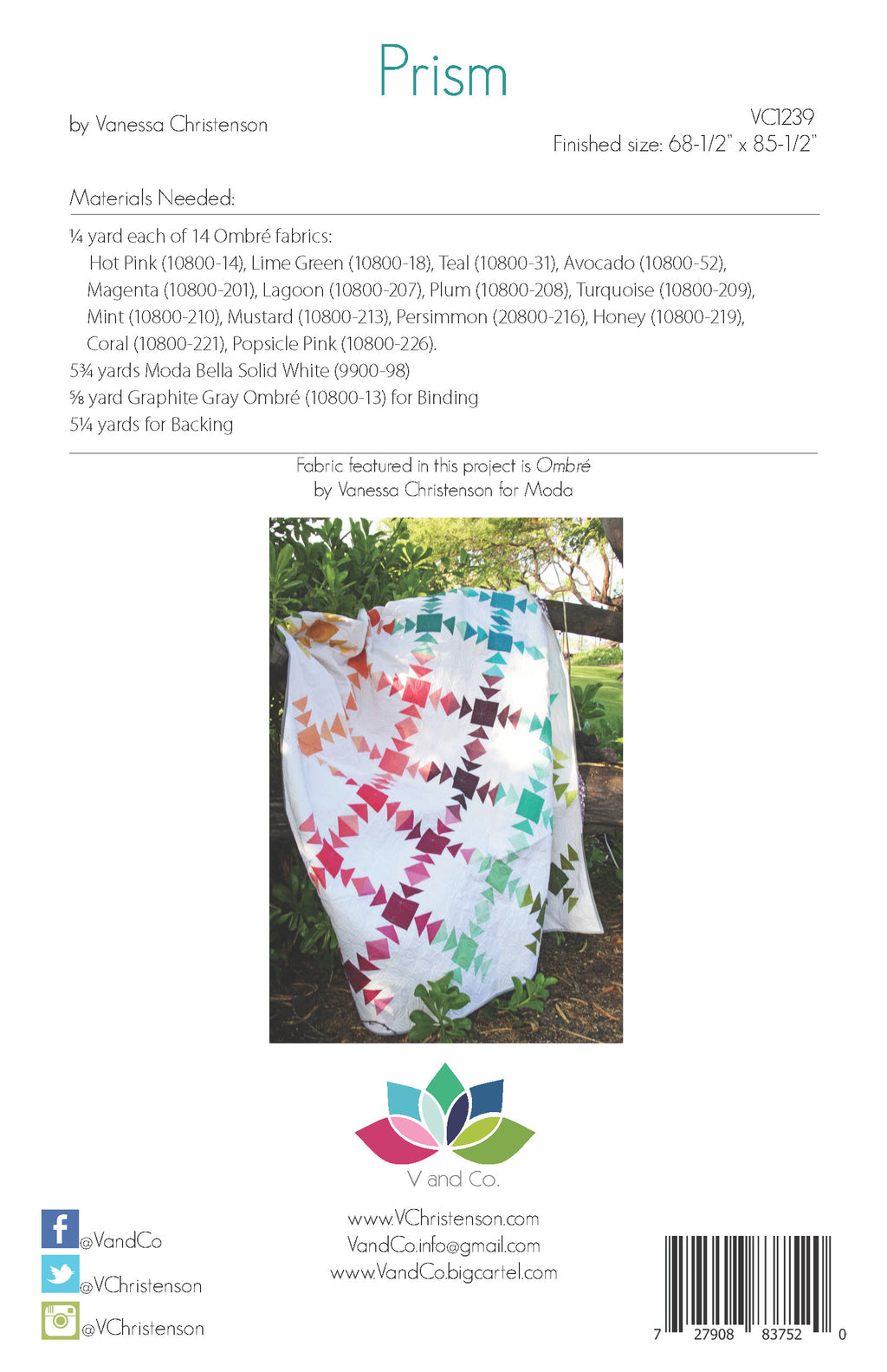 Prism Quilt Pattern by V and Co