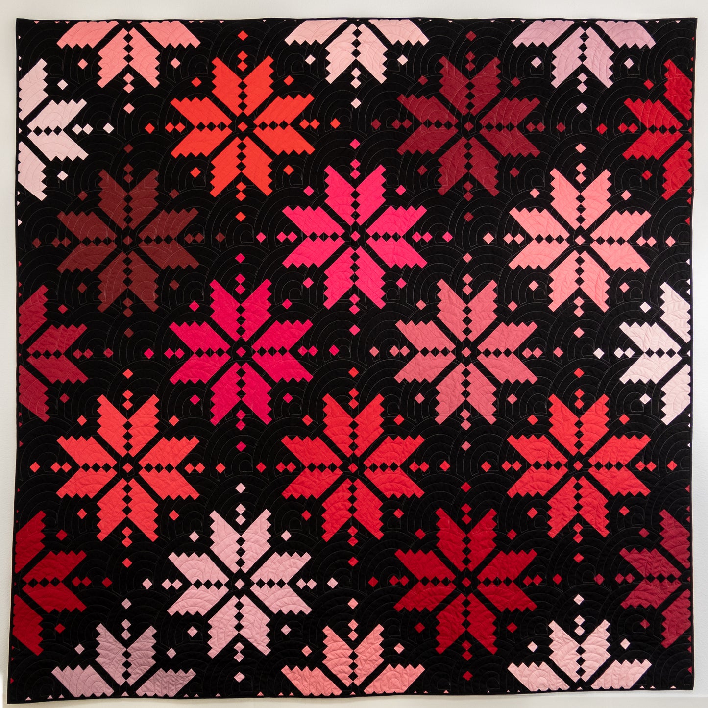 Knitted Star Quilt in Red Magenta Solids - Sewfinity.com